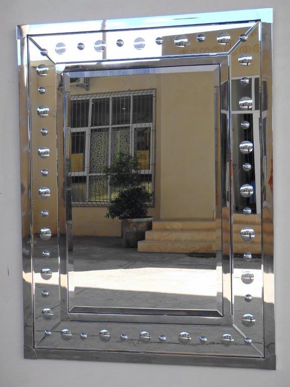 Stainless Steel Dots Wall Mirror